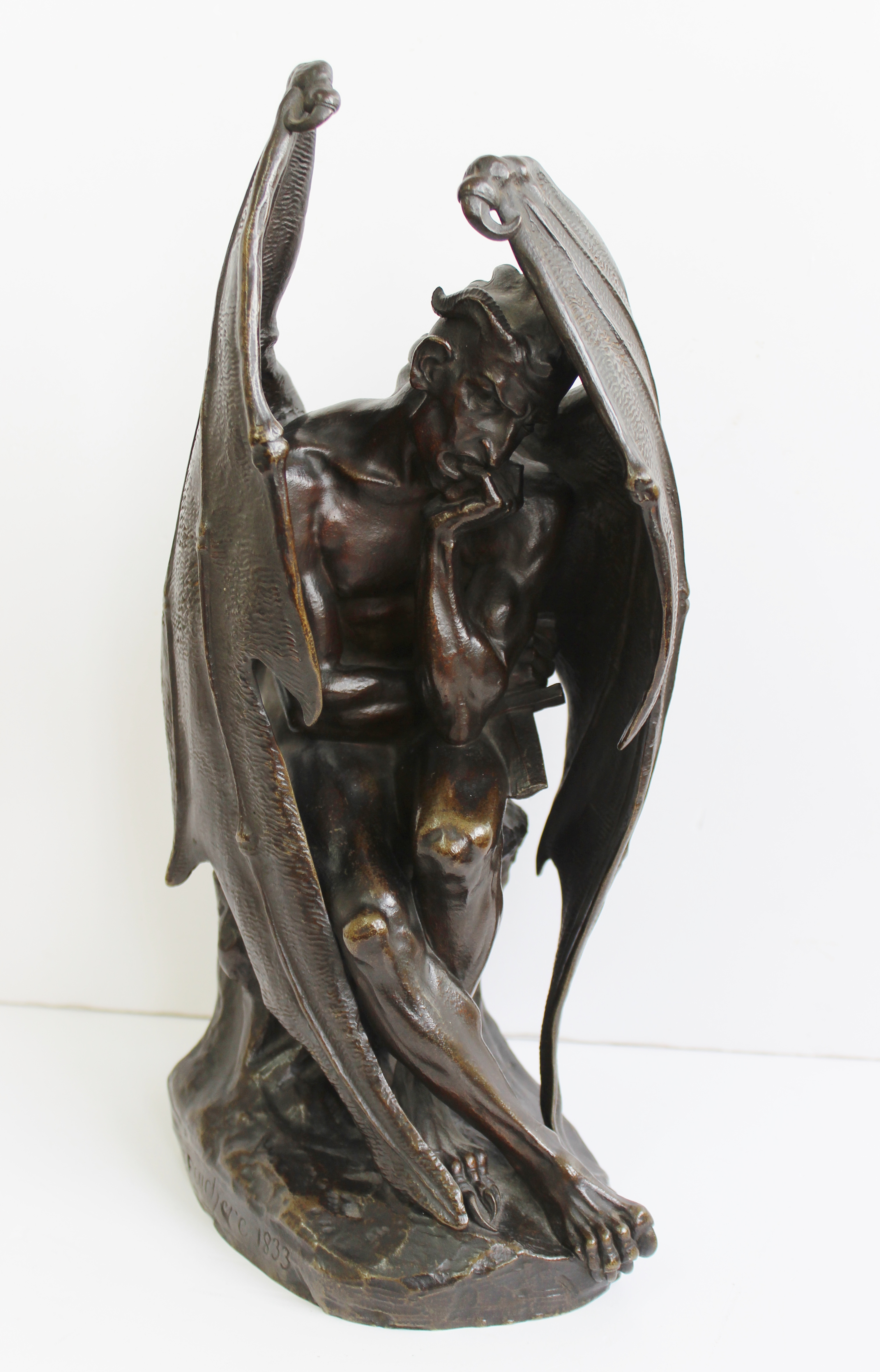 Jean-Jacques Feuchère 1807 - 1852
Satan, L'ange Dechu
Signed and dated: Feuchere 1833
Bronze, - Image 11 of 26