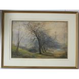 Attributed to Ernest Longstaffe
A wooded landscape 
Watercolour
Initialled and dated 1887
35.5 x 53.