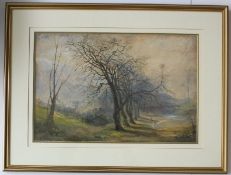 Attributed to Ernest Longstaffe
A wooded landscape 
Watercolour
Initialled and dated 1887
35.5 x 53.