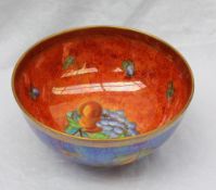 A Wedgwood fruit lustre bowl to a design by Daisy Makeig-Jones with fiery mottled orange interior