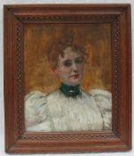 19th Century Continental School
Head and shoulders portrait of a lady
Oil on board
Indistinctly
