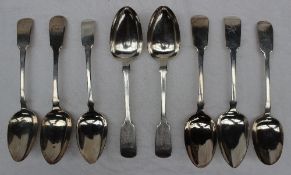 A pair of William IV silver fiddle pattern table spoons, Exeter, 1834, William Rawlings Sobey,