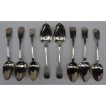 A pair of William IV silver fiddle pattern table spoons, Exeter, 1834, William Rawlings Sobey,