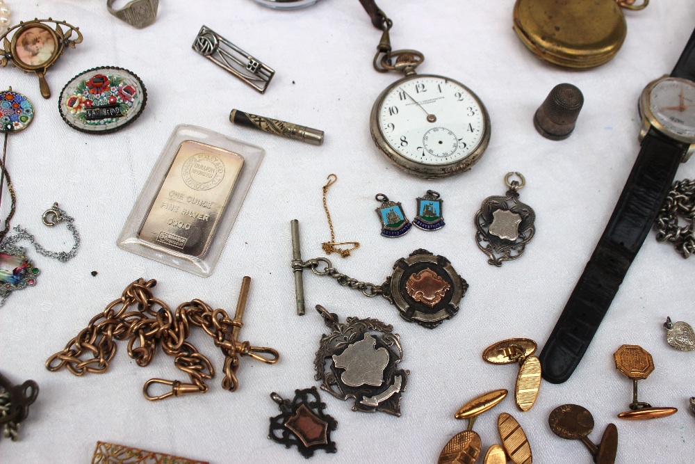Assorted costume jewellery including wristwatches, pocket watches, cigarette case, necklaces, - Image 2 of 4