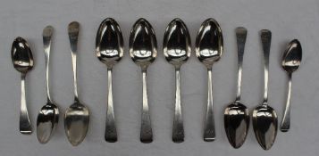 A set of four Victorian silver Old English pattern table spoons, Exeter, 1854, possibly Edwin Sweet,