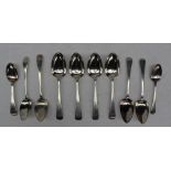 A set of four Victorian silver Old English pattern table spoons, Exeter, 1854, possibly Edwin Sweet,