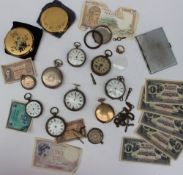 A late George III silver pair cased pocket watch together with a collection of pocket watches,