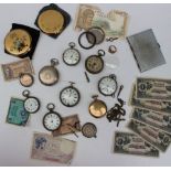 A late George III silver pair cased pocket watch together with a collection of pocket watches,