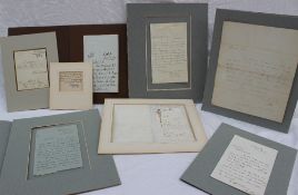 Assorted autographed letters and correspondence including Richard Cobden, Elizabeth Fry, W.M.