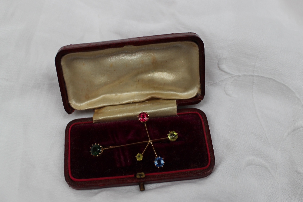 A 15ct yellow gold Southern Cross Brooch, set with a ruby, sapphire, - Image 4 of 5