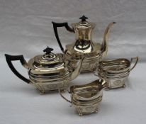 A George V silver four piece tea set, Sheffield, 1913,