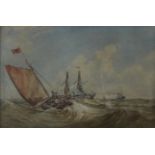 19th Century British School
Ships on a choppy sea
Watercolour
Initialled and dated '60
21 x 32cm