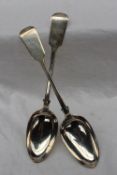 A pair of Victorian fiddle pattern table spoons, Exeter, 1854, John Stone,