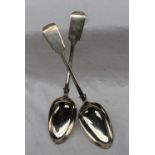 A pair of Victorian fiddle pattern table spoons, Exeter, 1854, John Stone,
