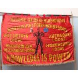 A National Union of Mine Workers banner,