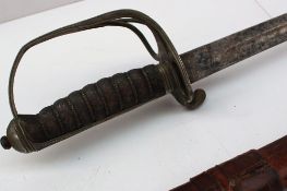 George V Royal Artillery officer's sword, the etched blade stamped Hawksworth Sheffield,