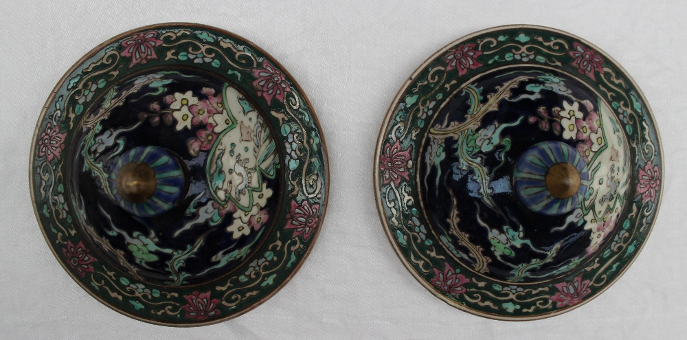 A pair of Chinese porcelain baluster vases and covers with polychrome decoration of butterflies and - Image 5 of 6