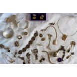 Assorted silver jewellery including slave bracelets, necklaces, rings, earrings etc.