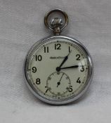 A Jaeger-Le-Coultre military issue keyless wound open faced pocket watch,