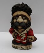 A John Hughes pottery Grogg - of a Rugby player titled "Wales Forever" in Welsh rugby kit and No.