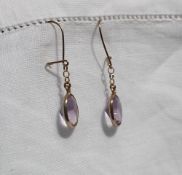 A pair of amethyst drop earrings,