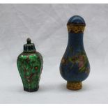 A miniature white metal and enamel decorated vase and cover,
