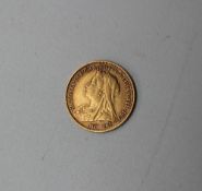 A Victorian gold half sovereign dated 1899