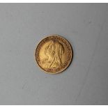 A Victorian gold half sovereign dated 1899