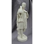 A Copeland Parian Figure of a lady in classical dress and sandals on a circular base,