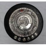An Edward VII Silver shield trophy titled "The David Davies Challenge Shield" decorated to the