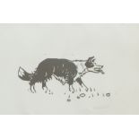 After Sir Kyffin Williams RA A sheep dog Linocut print Signed in pencil to the margin 24 x 36.