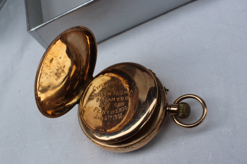 A 12ct yellow gold open faced pocket watch together with assorted costume jewellery including a - Image 2 of 2