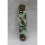 A Victorian Sampson and Mordan silver topped and opaque glass double ended scent bottle,