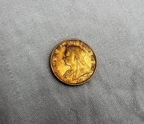 A Victorian gold sovereign dated 1896,