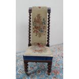 A Victorian Rosewood prie dieu chair, with a scroll over back,