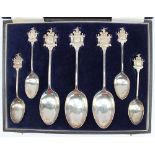 A set of seven Edward VII silver spoons with Masonic type shield "Join Loyalty & Liberty",