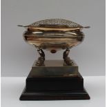 A George VI silver rose bowl, of circular lobed form on dolphin feet and a square base, Sheffield,