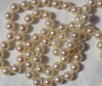 A pearl necklace together with pearl drop earrings, other earrings,