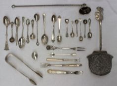 A Victorian silver sugar nips, Exeter, 1838, together with silver spoons,