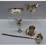 A late George III silver and horn handled coin inset ladle, London, 1813,