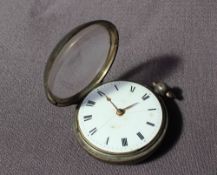 A Victorian silver open faced pocket watch, with an enamel dial and Roman numerals,