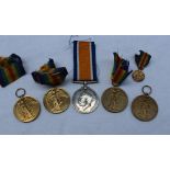 Four World War I Victory Medals issued to P-4557 L. CPL F.E.Baker M.F.P., 201348 PTE. P. Morgan. R.