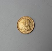 A Victorian gold sovereign dated 1896