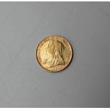 A Victorian gold sovereign dated 1896