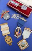 Assorted Masonic jewels, including P.G.L.