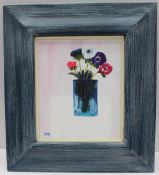 Jane Reardon Smith Anenomes Oil on canvas Initialled Albany Gallery Label verso 23.5 x 28.