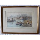 Frank Rousse (1897-1915) Whitby Watercolour Signed 25.5 x 43.