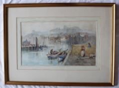 Frank Rousse (1897-1915) Whitby Watercolour Signed 25.5 x 43.