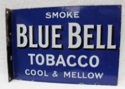 A Blue Bell Tobacco enamel sign, "Smoke Blue Bell Tobacco, Cool & Mellow", 35.