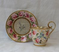 A 19th century porcelain teacup and saucer,